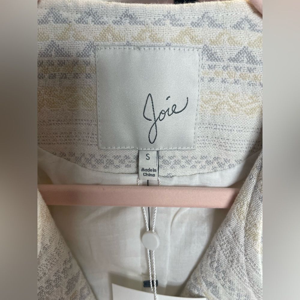 Joie Tweed Moto Jacket Neutral Cream Gray Cotton Blend Zip Women’s Small NWT - Picture 4 of 6